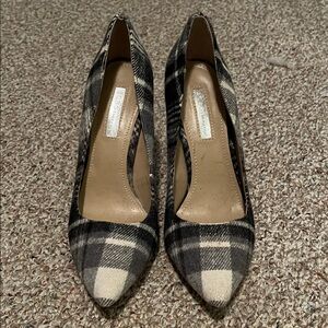 BCBGeneration Black and Cream Plaid Heels